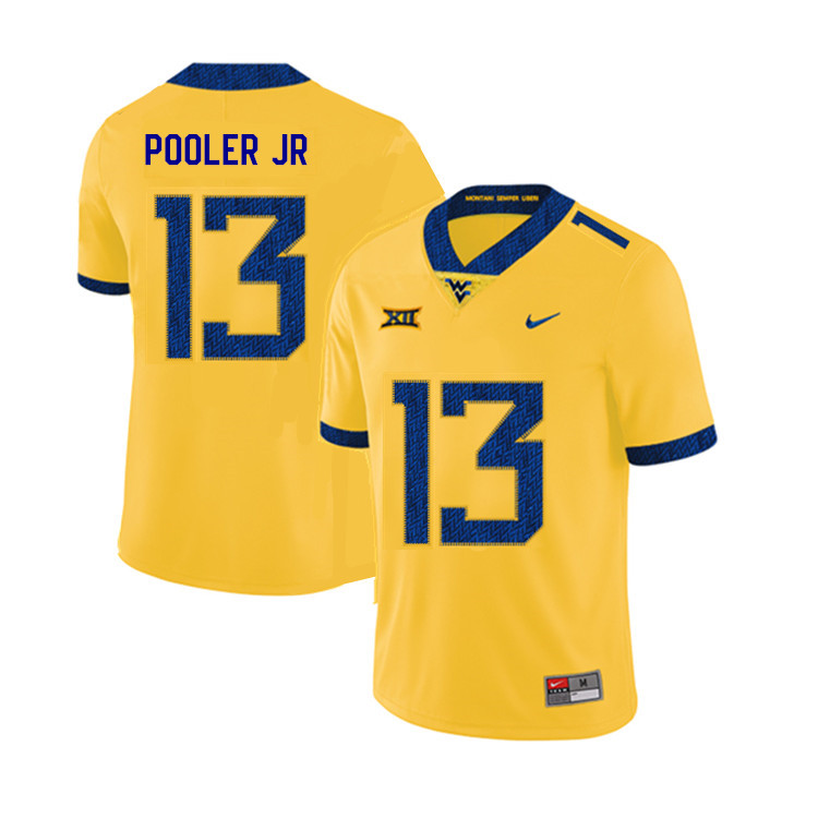 2019 Men #13 Jeffery Pooler Jr. West Virginia Mountaineers College Football Jerseys Sale-Yellow